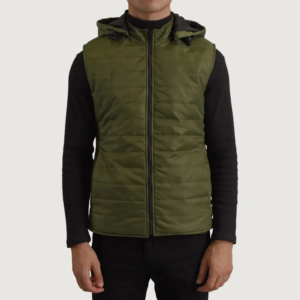 Carlo Green Hooded Puffer Vest
