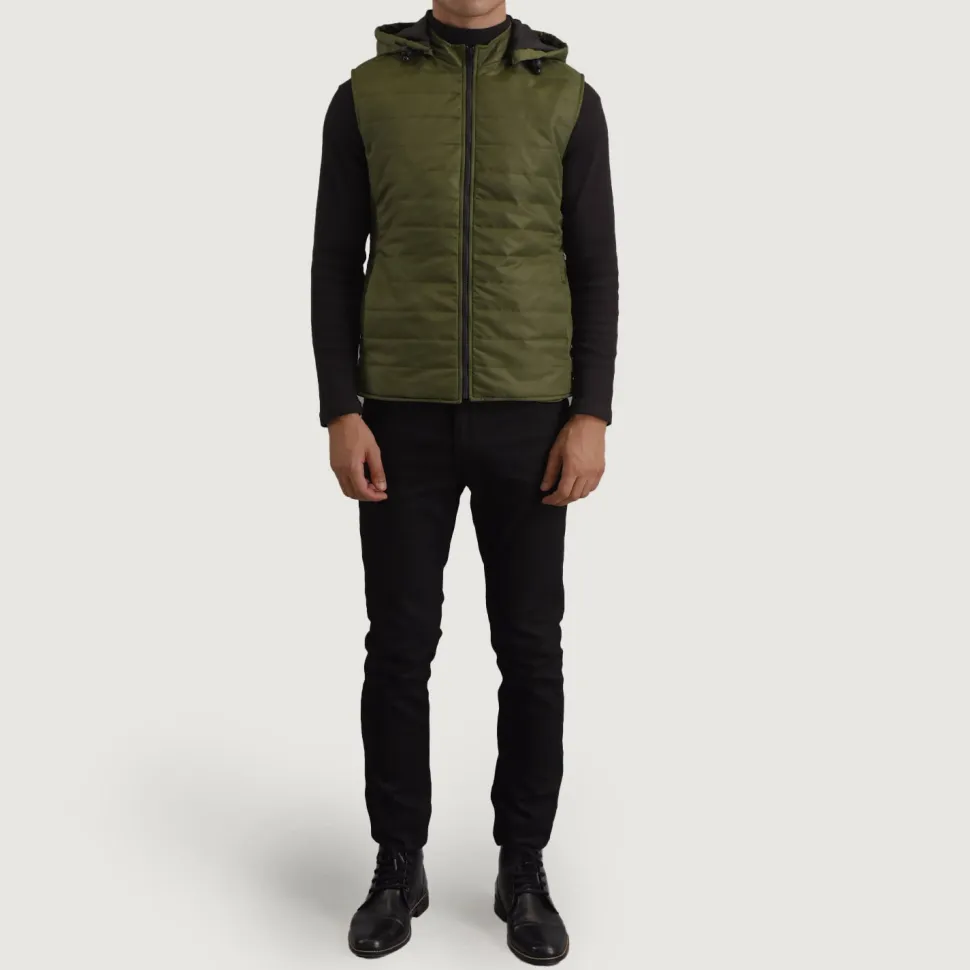 Carlo Green Hooded Puffer Vest