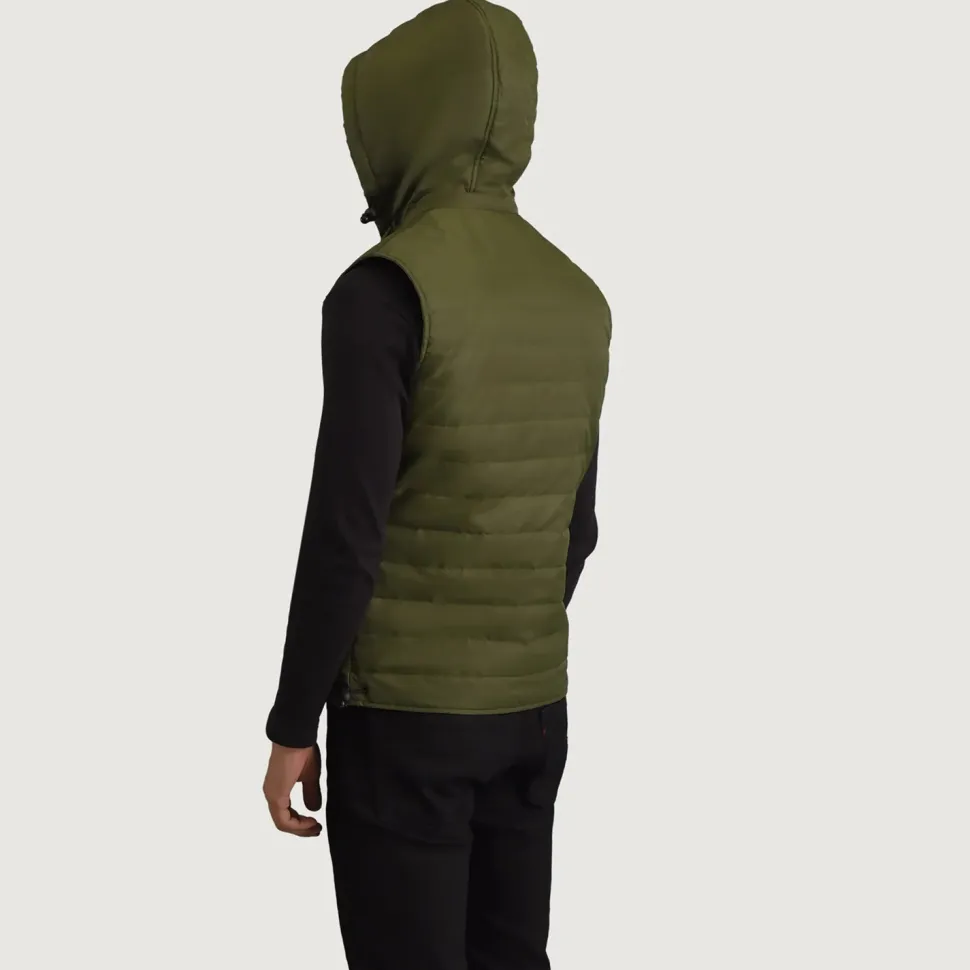 Carlo Green Hooded Puffer Vest