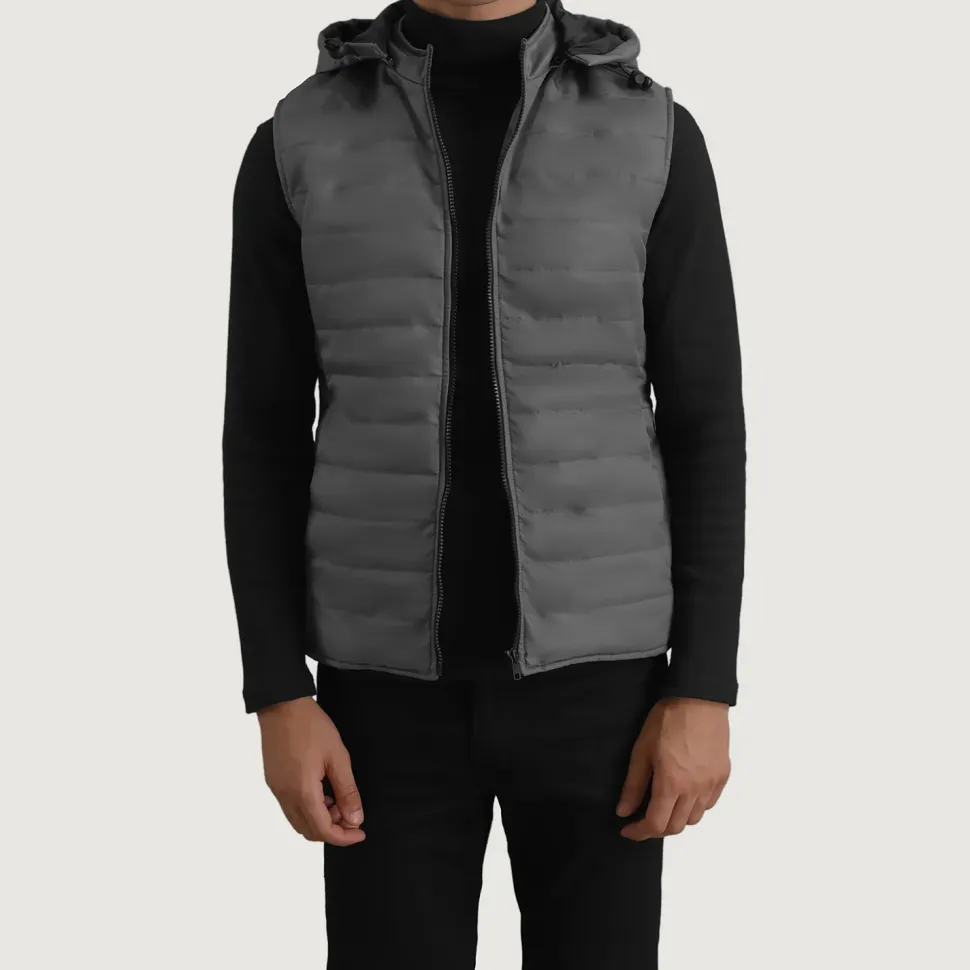 Carlo Grey Hooded Puffer Vest