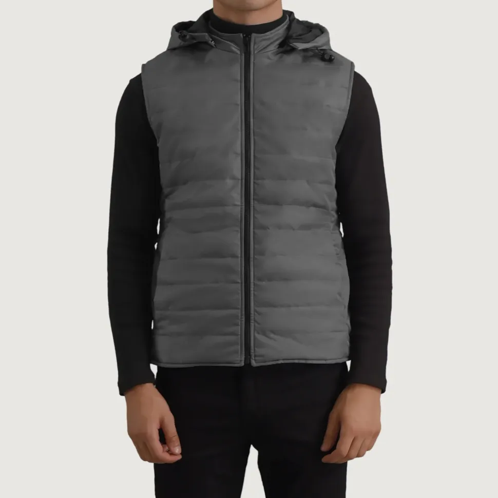 Carlo Grey Hooded Puffer Vest