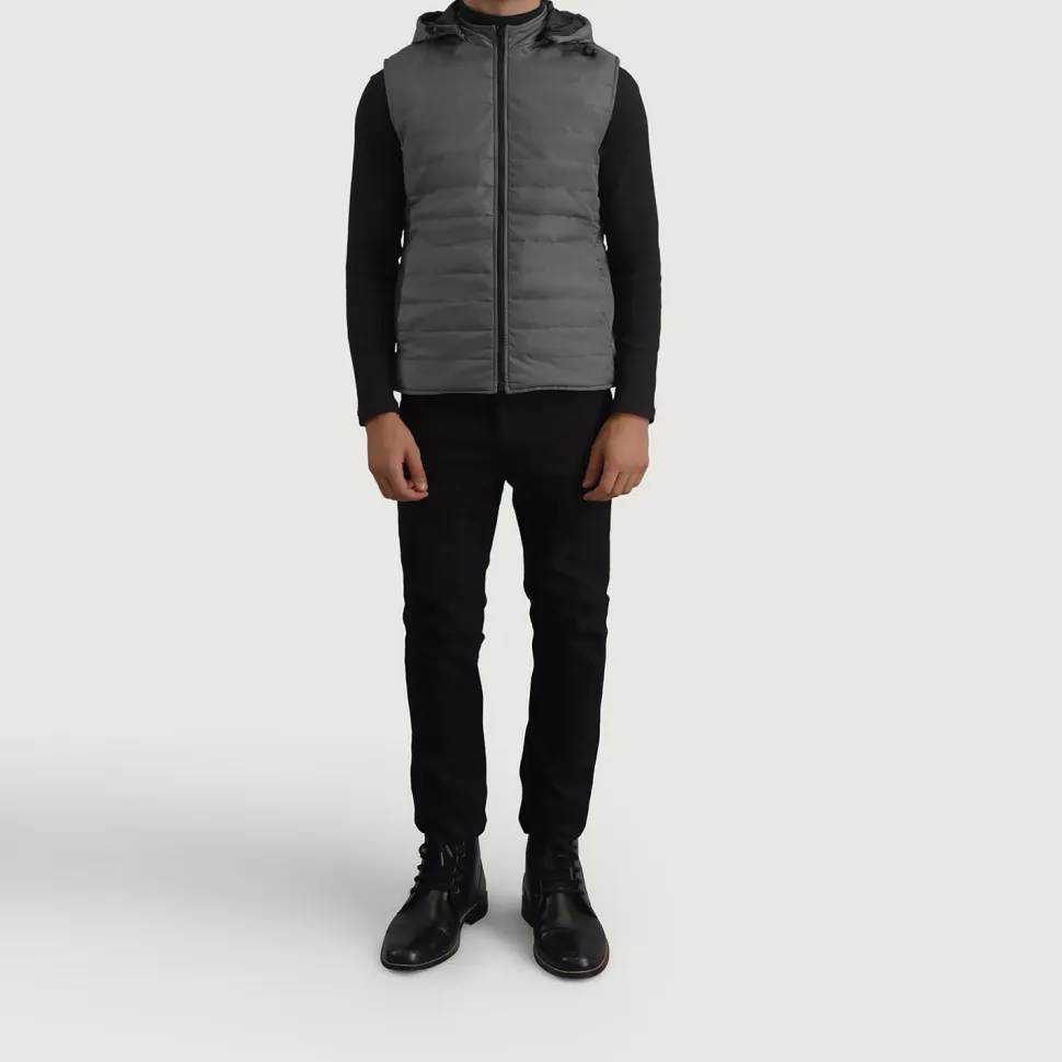 Carlo Grey Hooded Puffer Vest