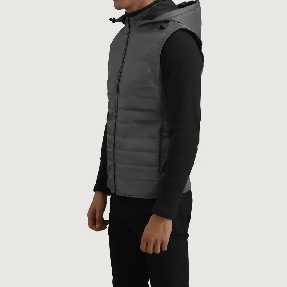 Carlo Grey Hooded Puffer Vest