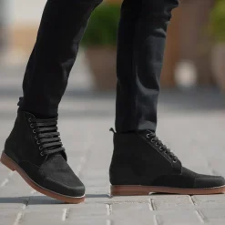 Carnell Moc Toe Black Suede Boots