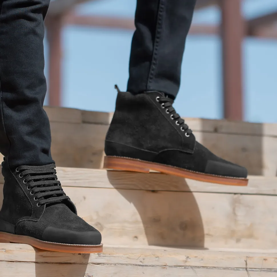 Carnell Moc Toe Black Suede Boots