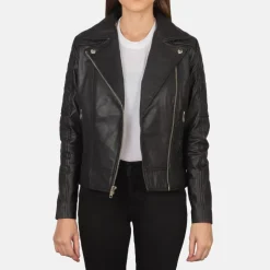 Carolyn Quilted Black Biker Jacket