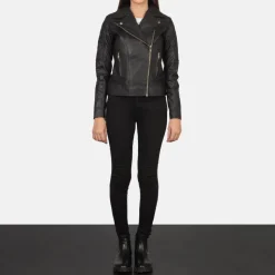 Carolyn Quilted Black Biker Jacket