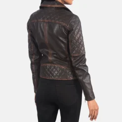 Carolyn Quilted Vintage Brown Biker Jacket