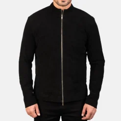 Charcoal Black Suede Biker Jacket