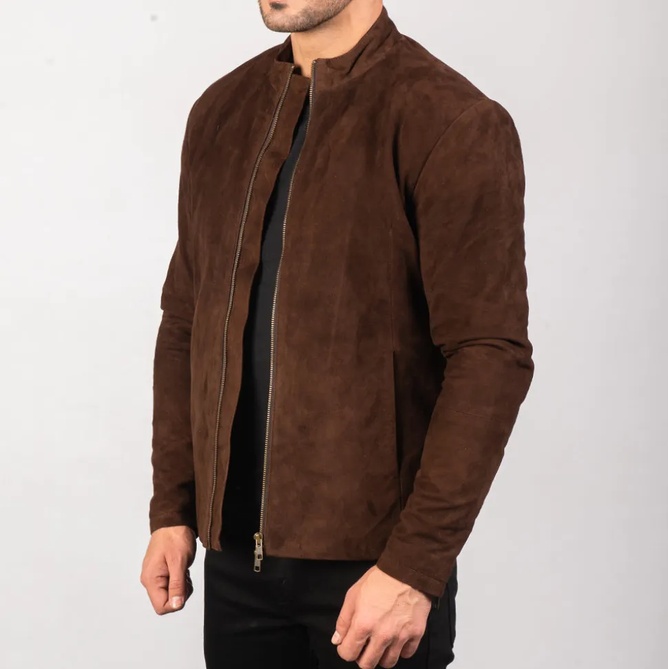 Charcoal Mocha Suede Biker Jacket