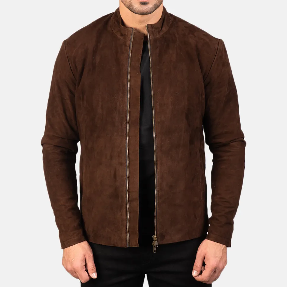 Charcoal Mocha Suede Biker Jacket
