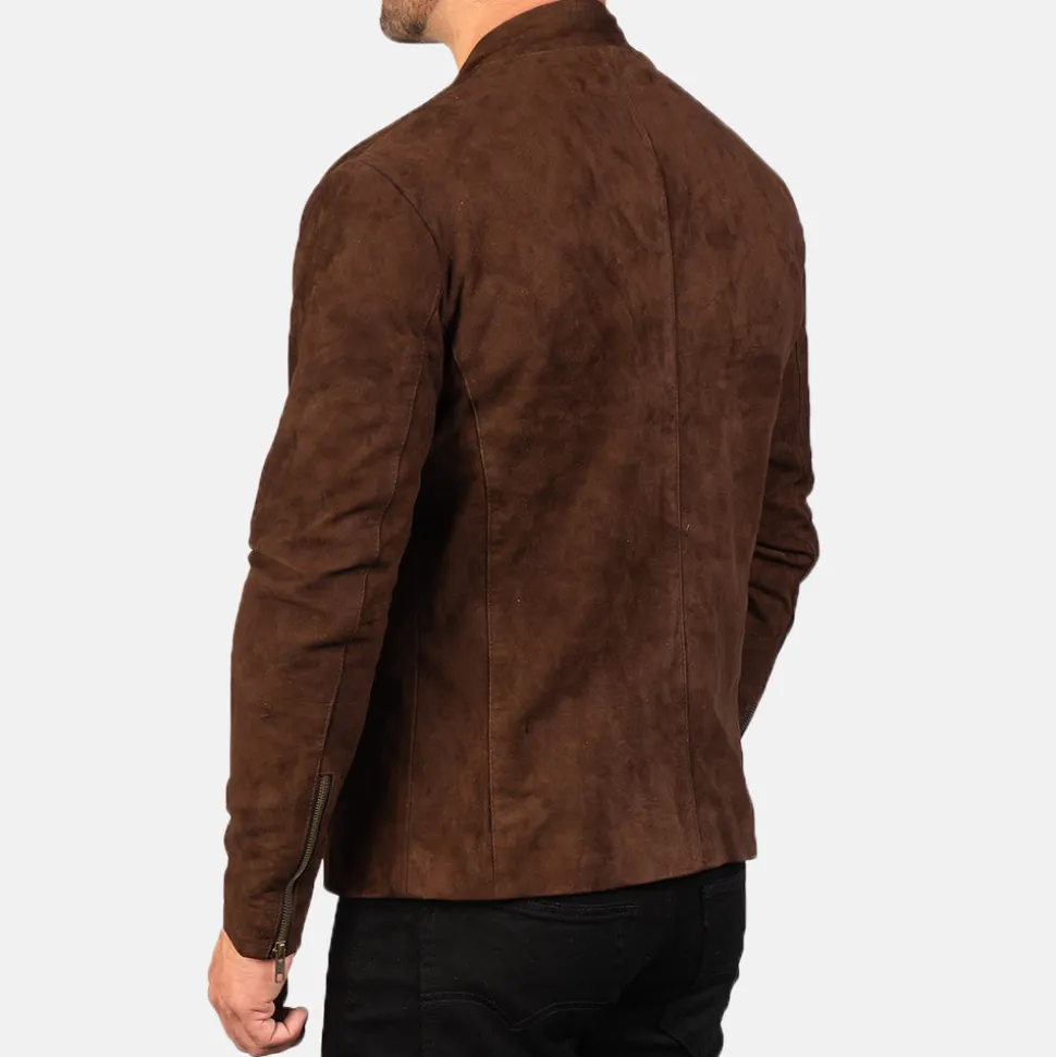 Charcoal Mocha Suede Biker Jacket
