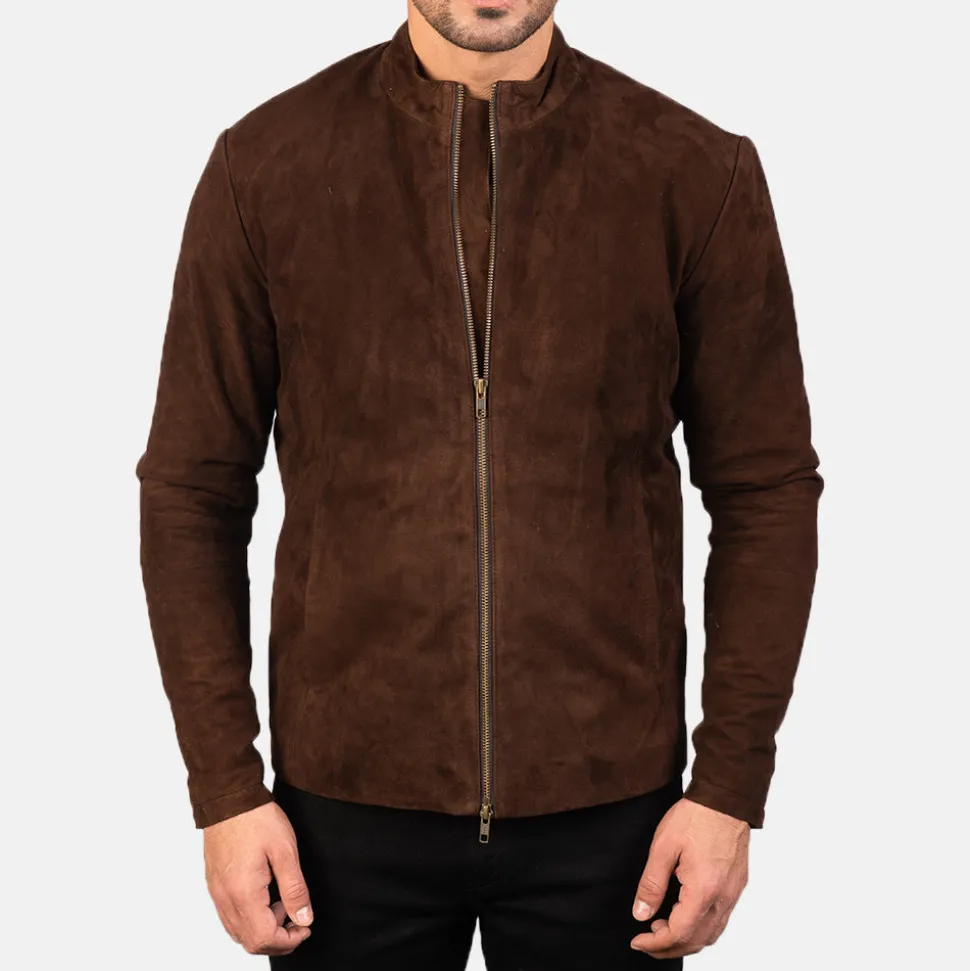 Charcoal Mocha Suede Biker Jacket