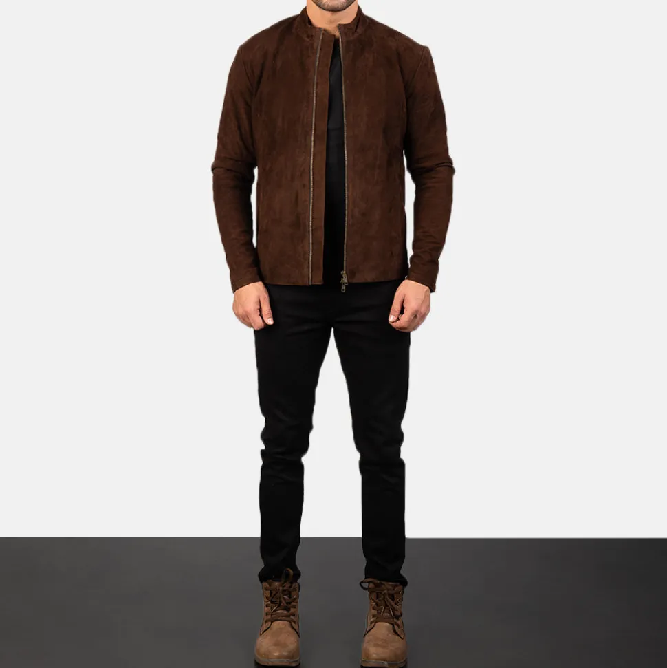 Charcoal Mocha Suede Biker Jacket