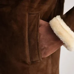 Charles Brown Suede Leather Shearling Double-Breasted Coat