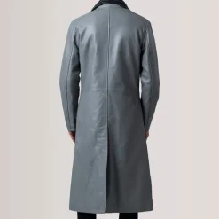 Charlton Grey Leather Single Breasted Coat