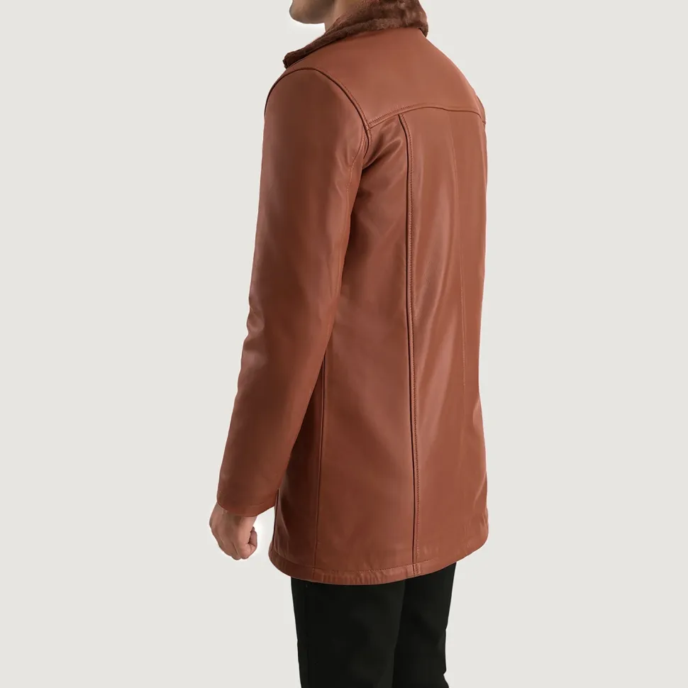 Cinnamon Brown Leather Fur Coat