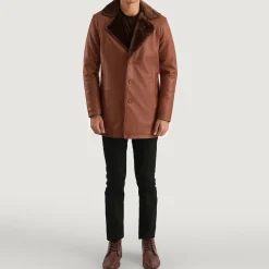 Cinnamon Brown Leather Fur Coat