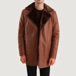 Cinnamon Brown Leather Fur Coat