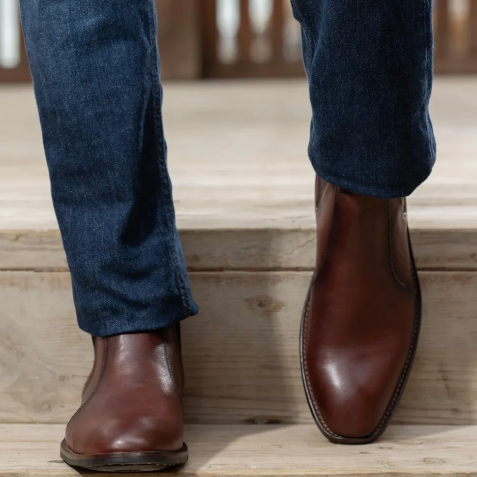 Clarkson Chelsea Brown Burnished Leather Boots - StudGuard