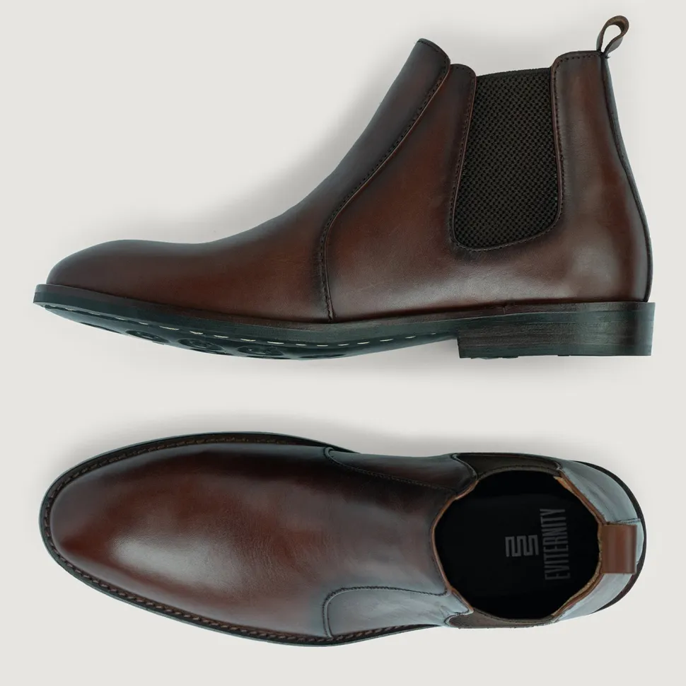 Clarkson Chelsea Brown Burnished Leather Boots - StudGuard
