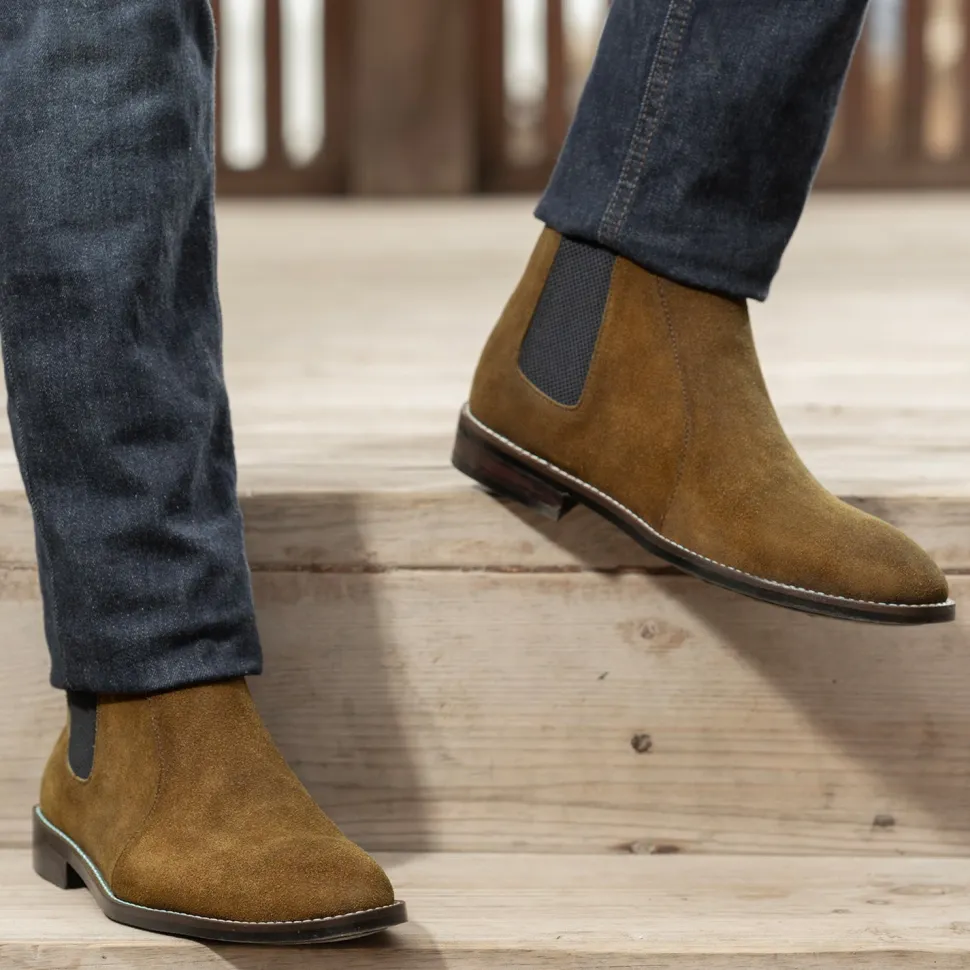 Clarkson Chelsea Brown Suede Leather Boots - StudGuard