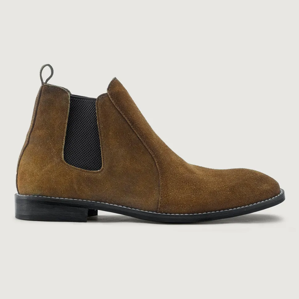 Clarkson Chelsea Brown Suede Leather Boots - StudGuard