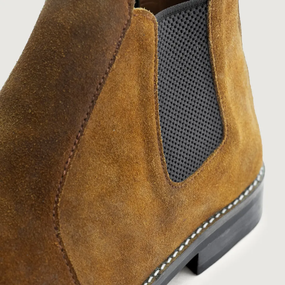 Clarkson Chelsea Brown Suede Leather Boots - StudGuard