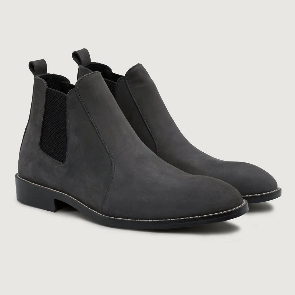 Clarkson Chelsea Grey Nubuck Leather Boots - StudGuard