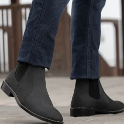 Clarkson Chelsea Grey Nubuck Leather Boots - StudGuard