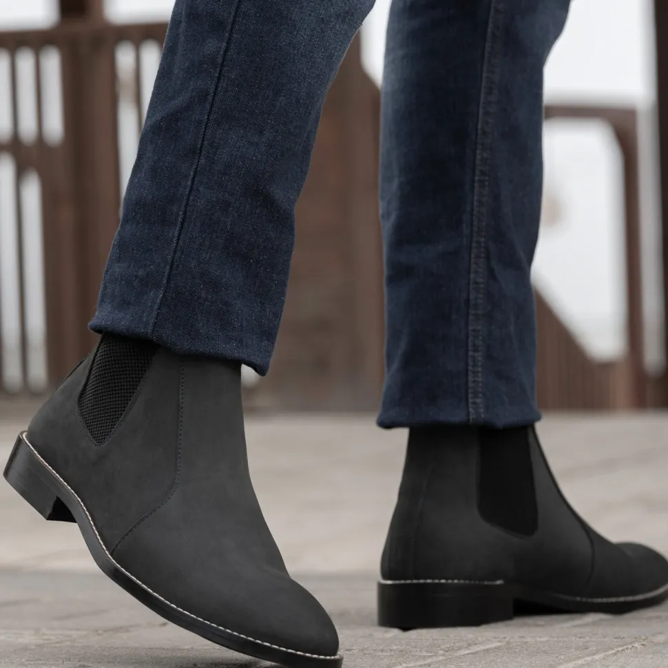 Clarkson Chelsea Grey Nubuck Leather Boots - StudGuard