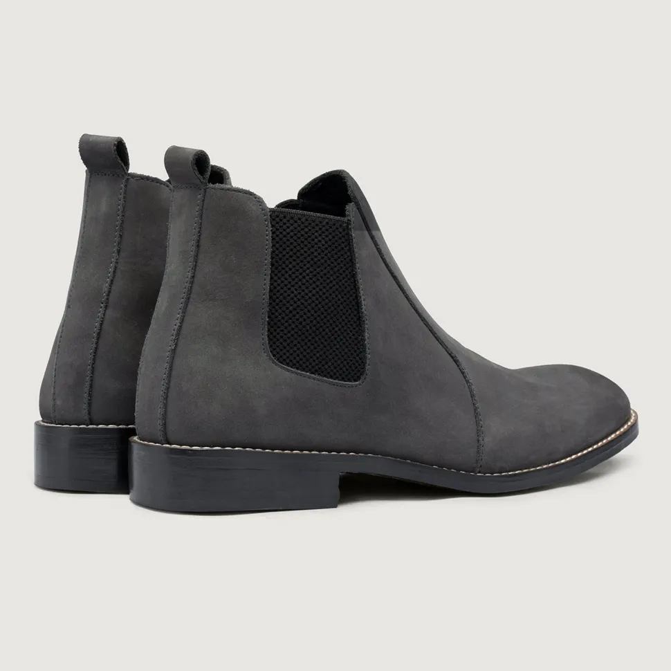 Clarkson Chelsea Grey Nubuck Leather Boots - StudGuard