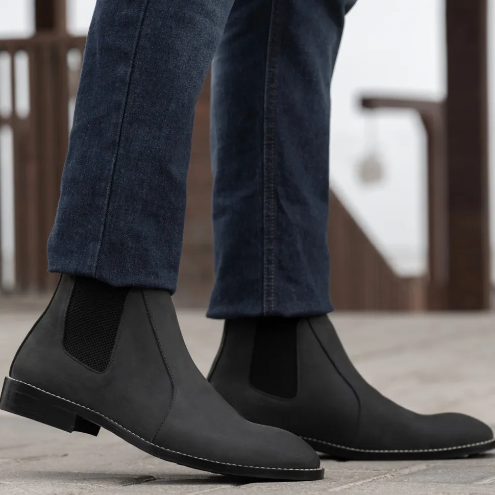 Clarkson Chelsea Grey Nubuck Leather Boots - StudGuard