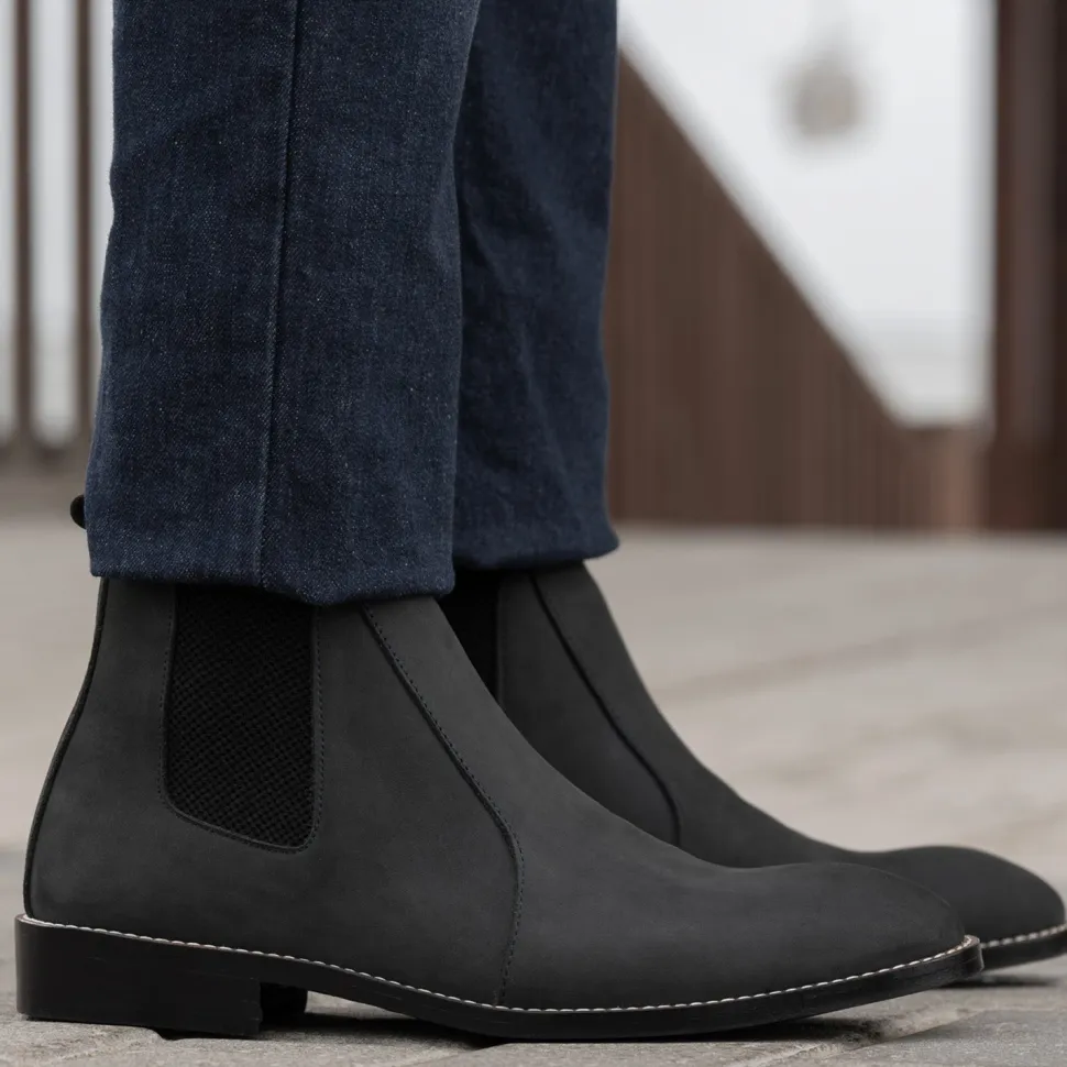 Clarkson Chelsea Grey Nubuck Leather Boots - StudGuard