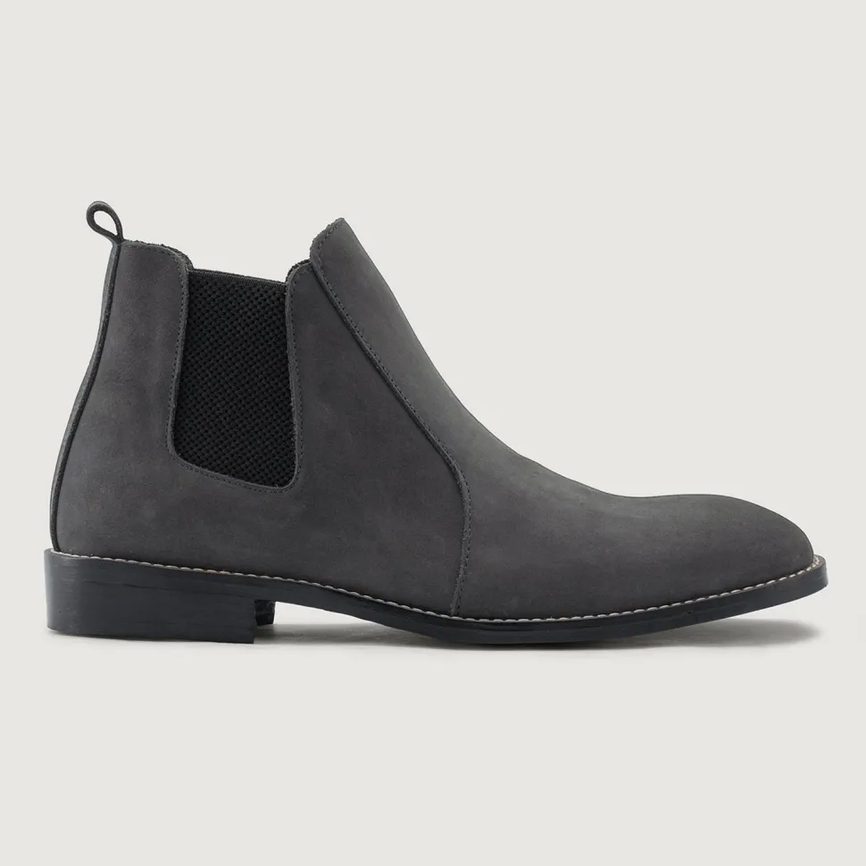 Clarkson Chelsea Grey Nubuck Leather Boots - StudGuard