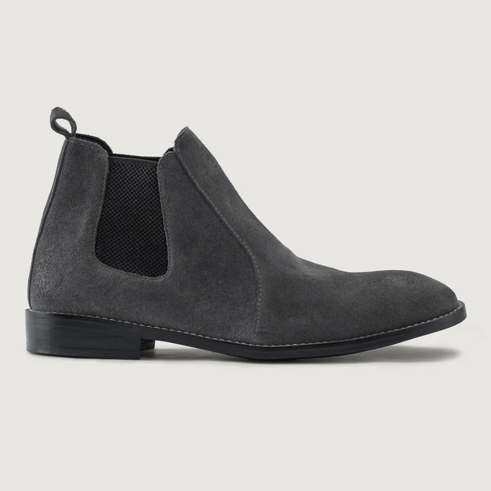 Clarkson Chelsea Grey Suede Leather Boots - StudGuard