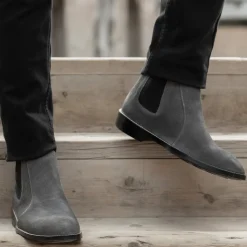 Clarkson Chelsea Grey Suede Leather Boots - StudGuard
