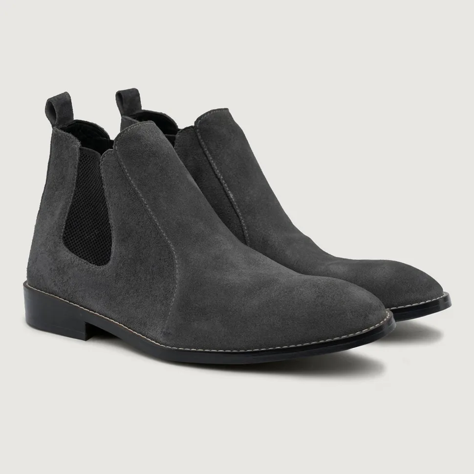 Clarkson Chelsea Grey Suede Leather Boots - StudGuard
