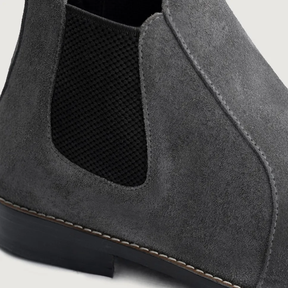 Clarkson Chelsea Grey Suede Leather Boots - StudGuard