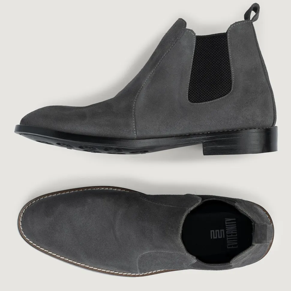 Clarkson Chelsea Grey Suede Leather Boots - StudGuard