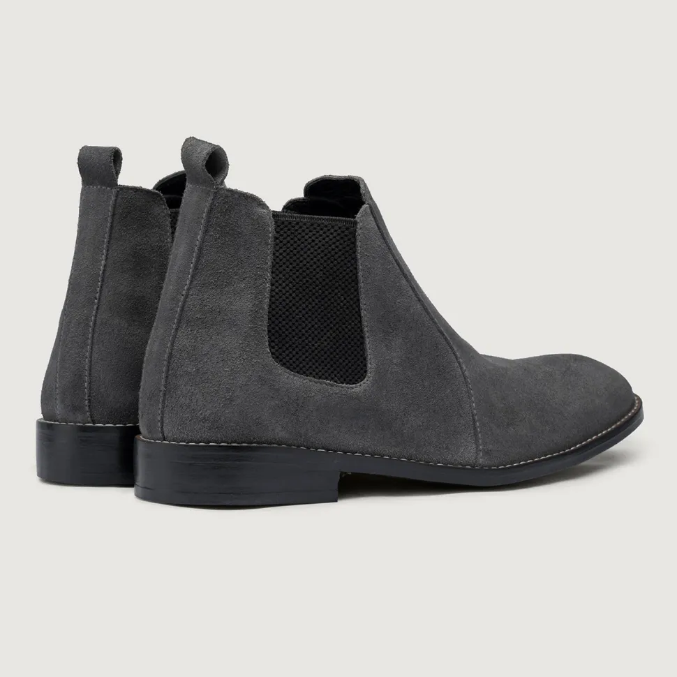 Clarkson Chelsea Grey Suede Leather Boots - StudGuard