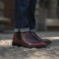 Clarkson Chelsea Maroon Leather Boots