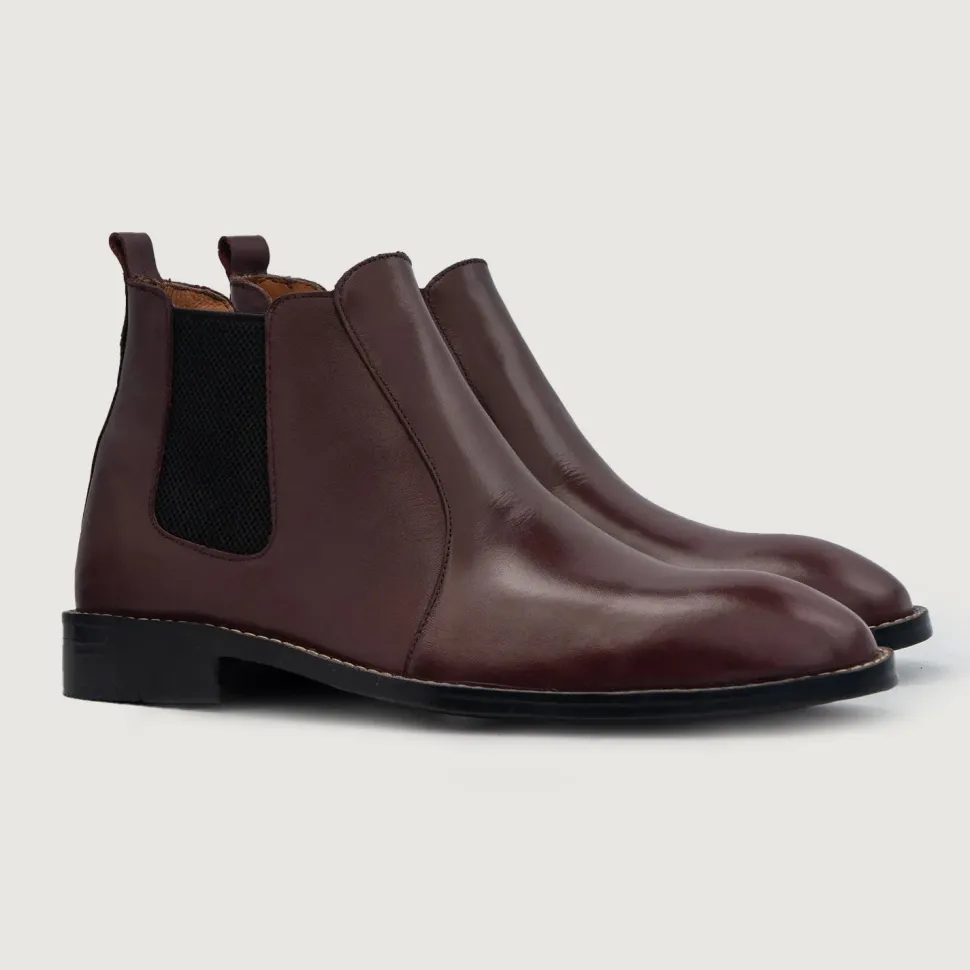 Clarkson Chelsea Maroon Leather Boots