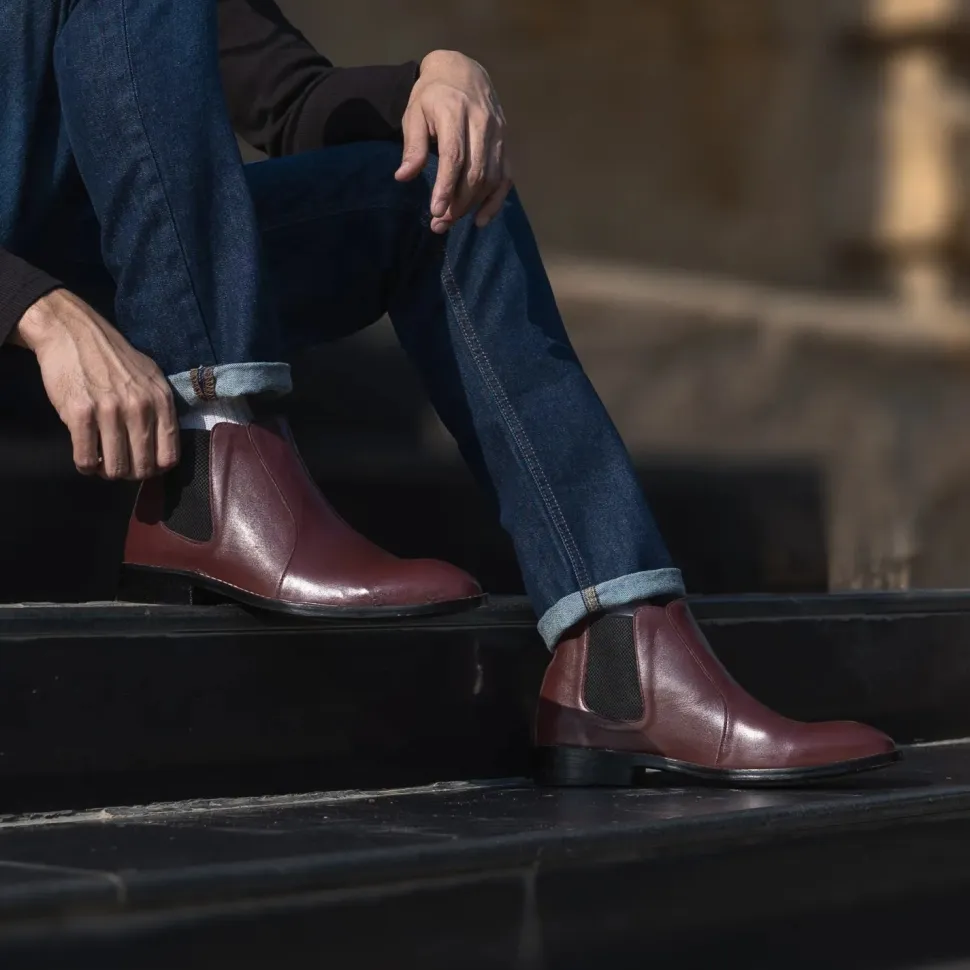 Clarkson Chelsea Maroon Leather Boots