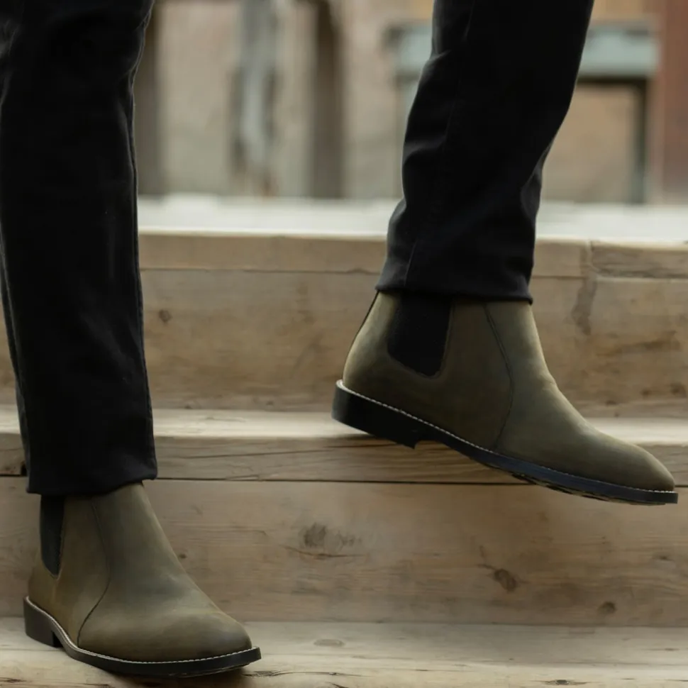 Clarkson Chelsea Olive Pullup Leather Boots - StudGuard