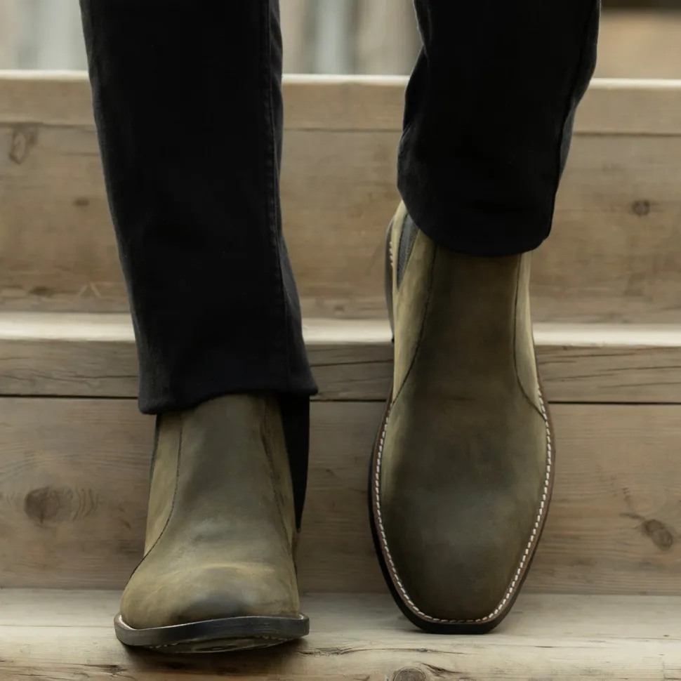 Clarkson Chelsea Olive Pullup Leather Boots - StudGuard