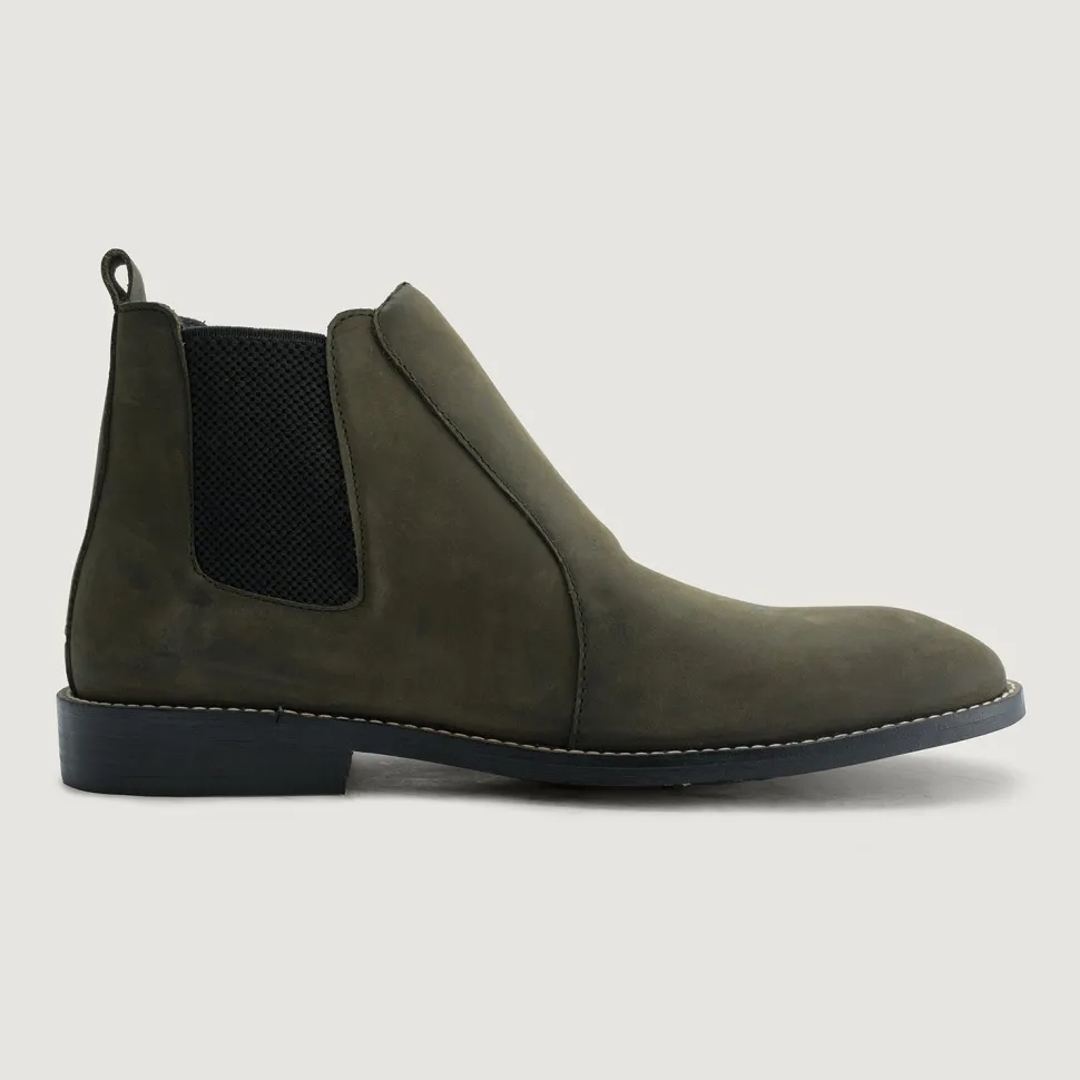 Clarkson Chelsea Olive Pullup Leather Boots - StudGuard