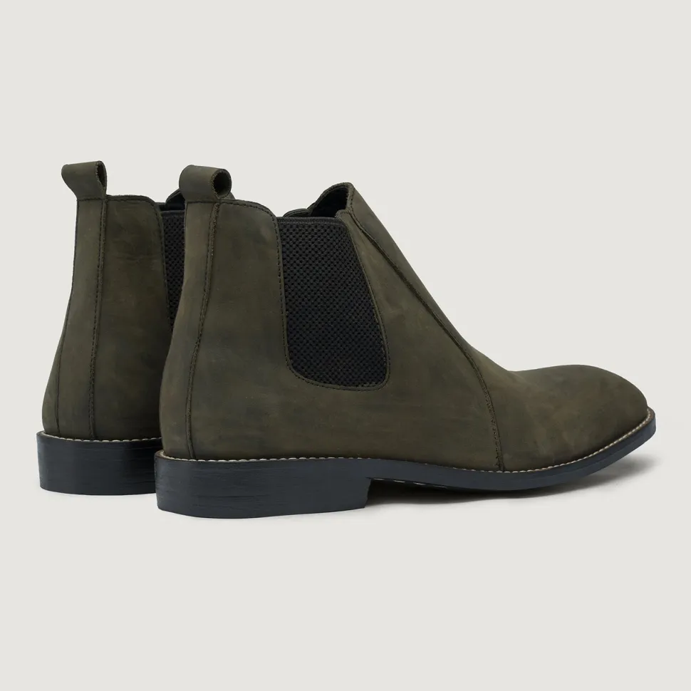 Clarkson Chelsea Olive Pullup Leather Boots - StudGuard