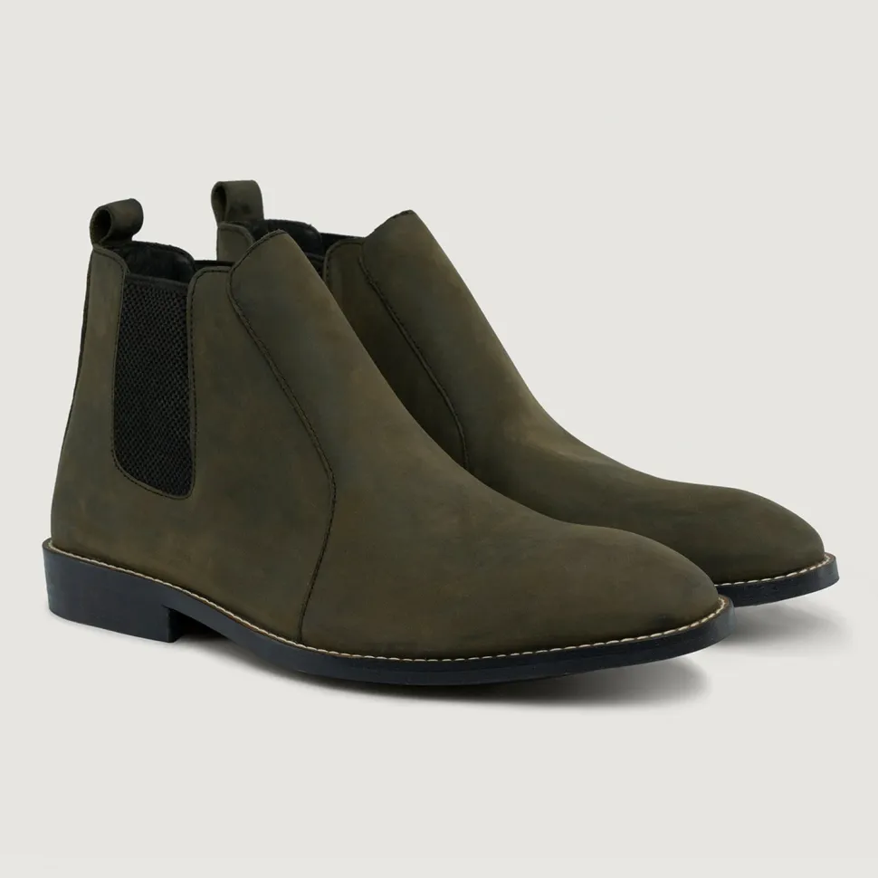 Clarkson Chelsea Olive Pullup Leather Boots - StudGuard