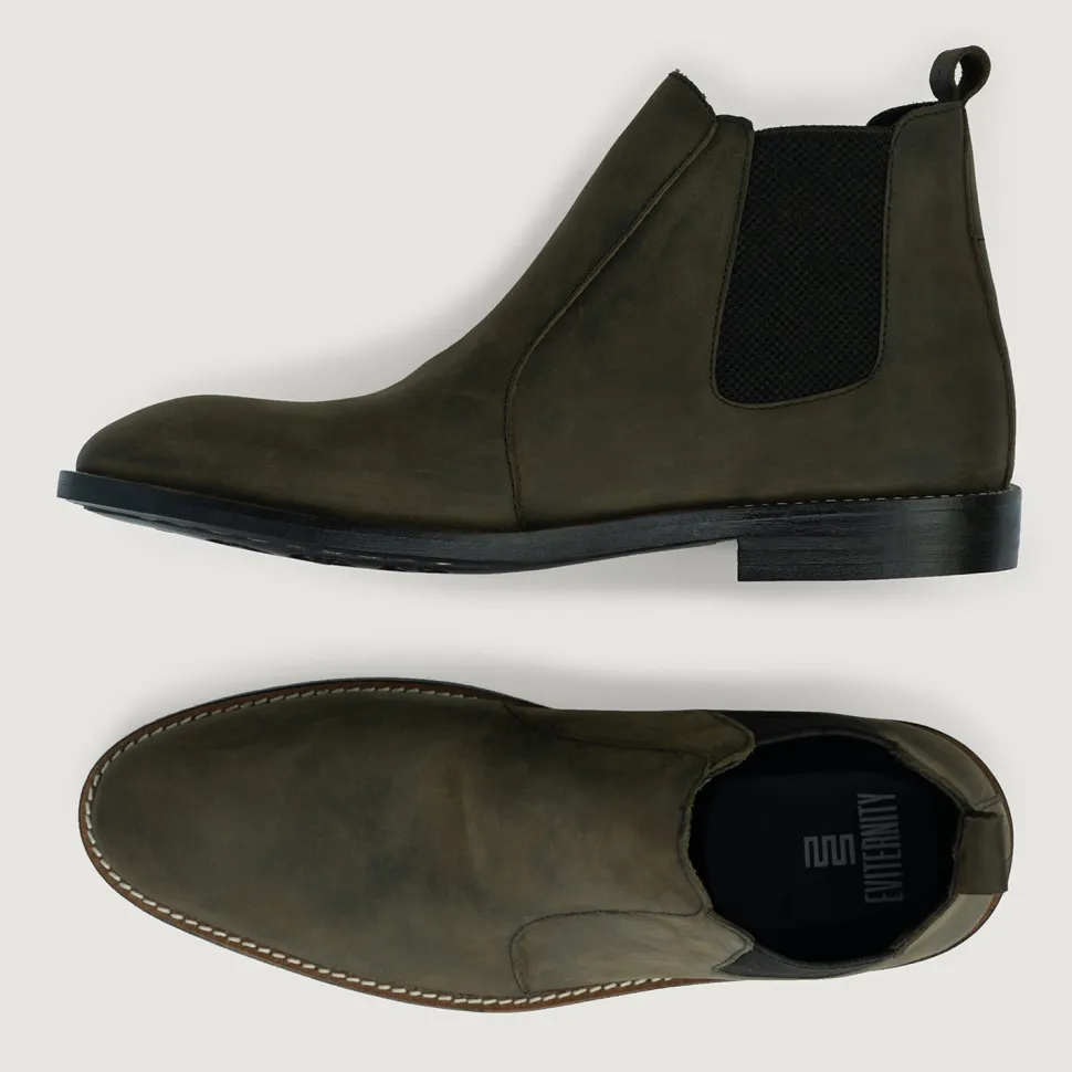 Clarkson Chelsea Olive Pullup Leather Boots - StudGuard
